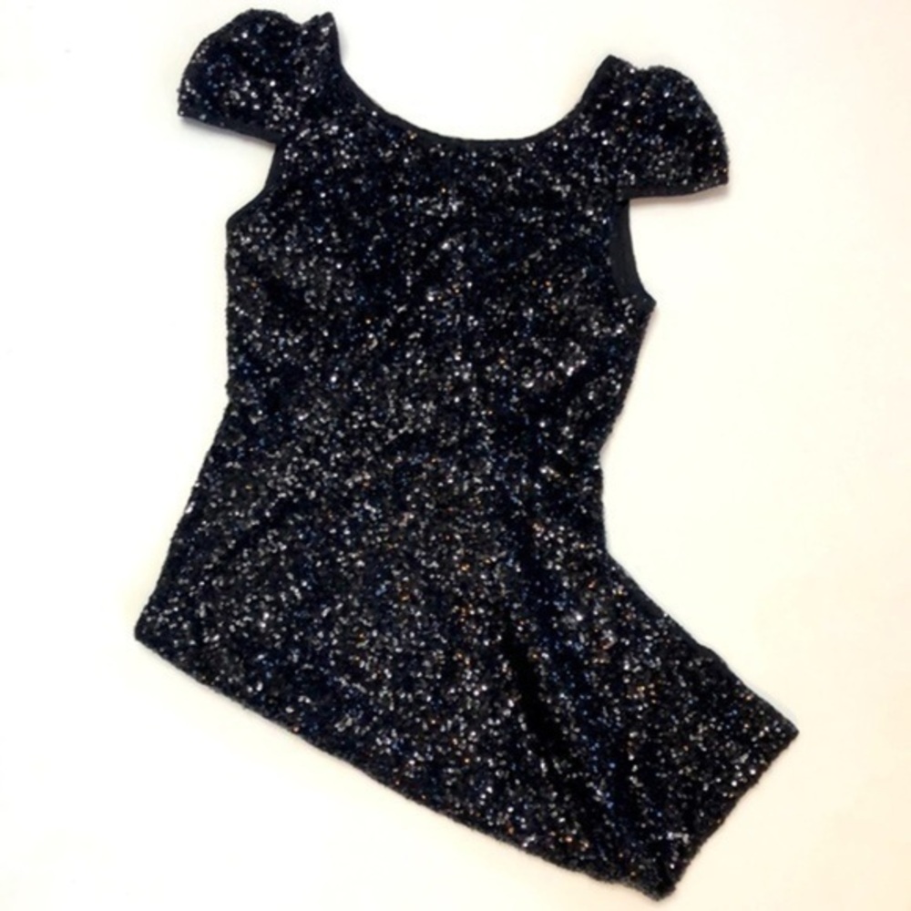 🖤 Plunging Back Akira Chicago Black Label Formal Prom Dress Black w/ Sequins, S
